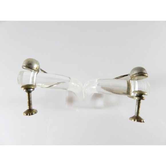 Figural Palm Leaf Disc Abalone & Sterling Taxco Mexico VKE Silver Screw Back Ear - Picture 8 of 9